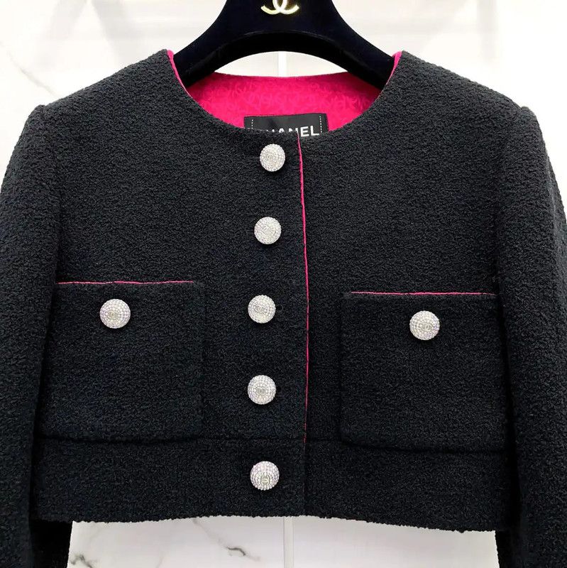 Chanel Chanel Black Wool Blend Cropped Jacket 0089 Size S / US 4 / IT 40 - 4 Thumbnail