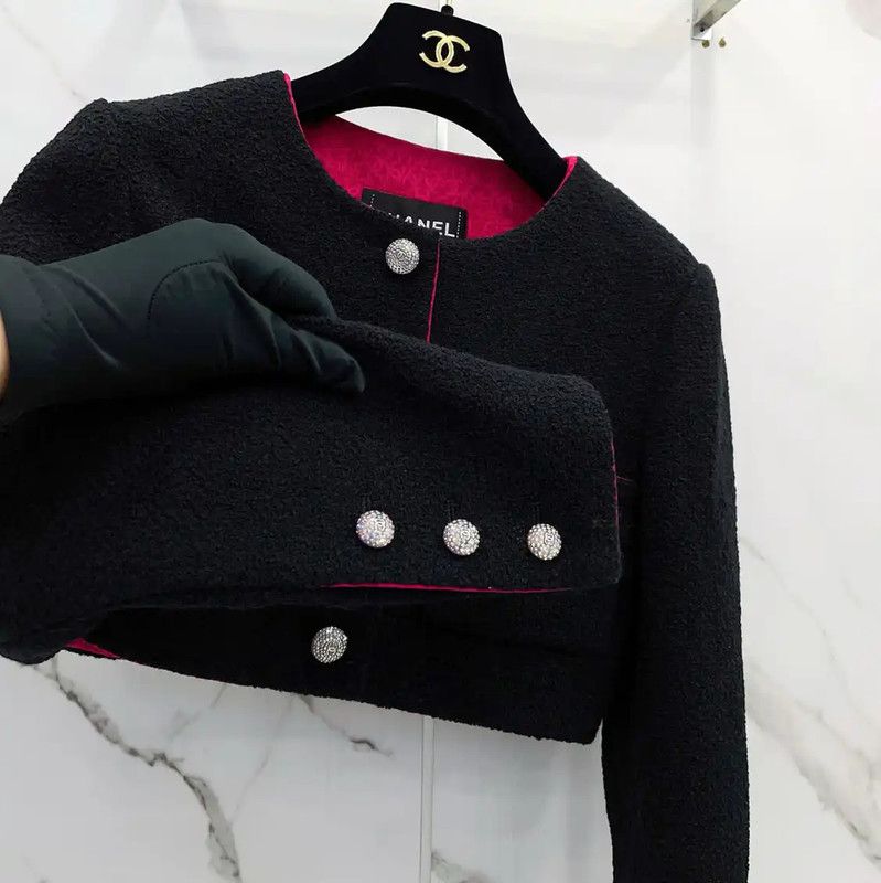 Chanel Chanel Black Wool Blend Cropped Jacket 0089 Size S / US 4 / IT 40 - 5 Thumbnail