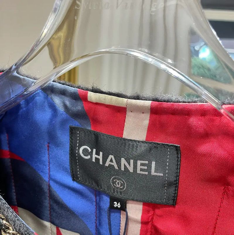 Chanel CHANEL Black Wool Women's Jacket with Chain Detail 0089 Size M / US 6-8 / IT 42-44 - 6 Thumbnail