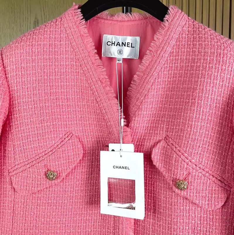 Chanel Chanel Pink Wool Blend Women’s Jacket 0089 Size L / US 10 / IT 46 - 7 Thumbnail