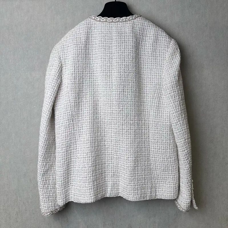 Chanel Chanel White Cotton Long Sleeve Cardigan 0089 Size XL / US 12-14 / IT 48-50 - 2 Thumbnail