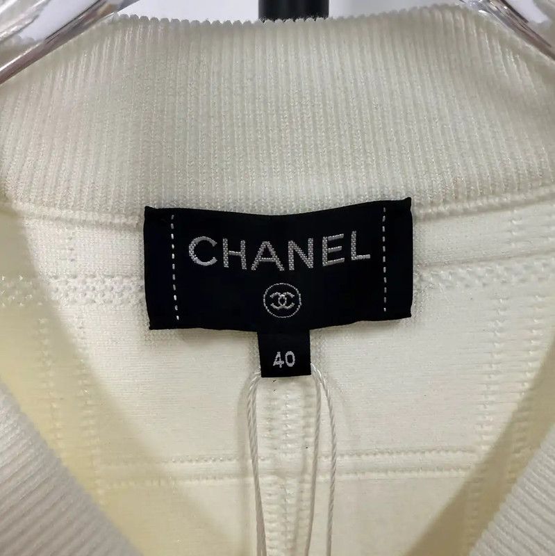 Chanel Chanel White Cotton Women's Jacket 0089 Size L / US 10 / IT 46 - 7 Thumbnail