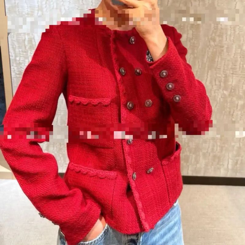 Chanel Chanel Women's Red Long Sleeve Cardigan 0089 Size XS / US 0-2 / IT 36-38 - 6 Thumbnail