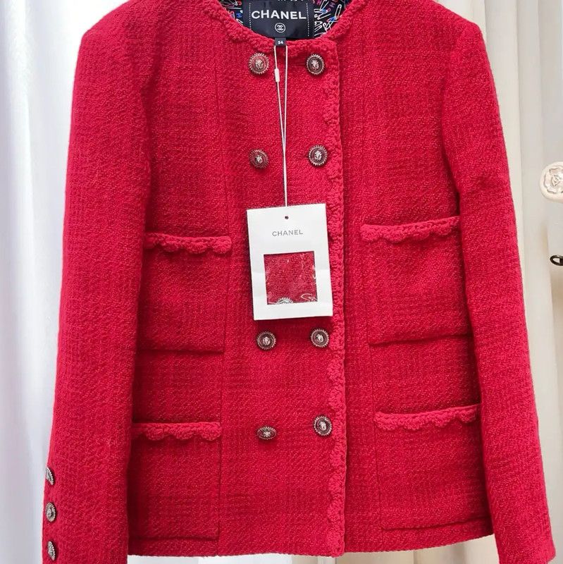 Chanel Chanel Women's Red Long Sleeve Cardigan 0089 Size XS / US 0-2 / IT 36-38 - 10 Thumbnail