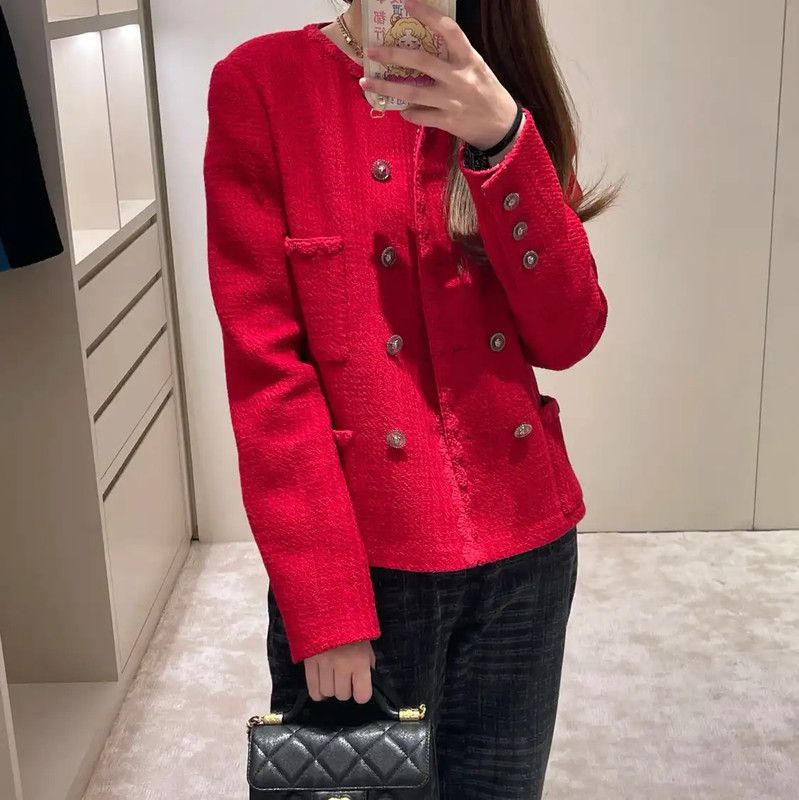 Chanel Chanel Women's Red Long Sleeve Cardigan 0089 Size XS / US 0-2 / IT 36-38 - 5 Thumbnail