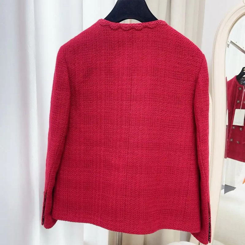 Chanel Chanel Women's Red Long Sleeve Cardigan 0089 Size XS / US 0-2 / IT 36-38 - 8 Thumbnail
