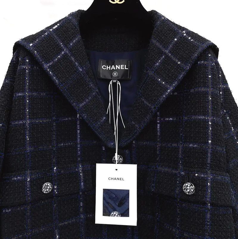 Chanel Chanel Dark Blue Cotton Blend Women's Jacket 0089 Size M / US 6-8 / IT 42-44 - 4 Thumbnail