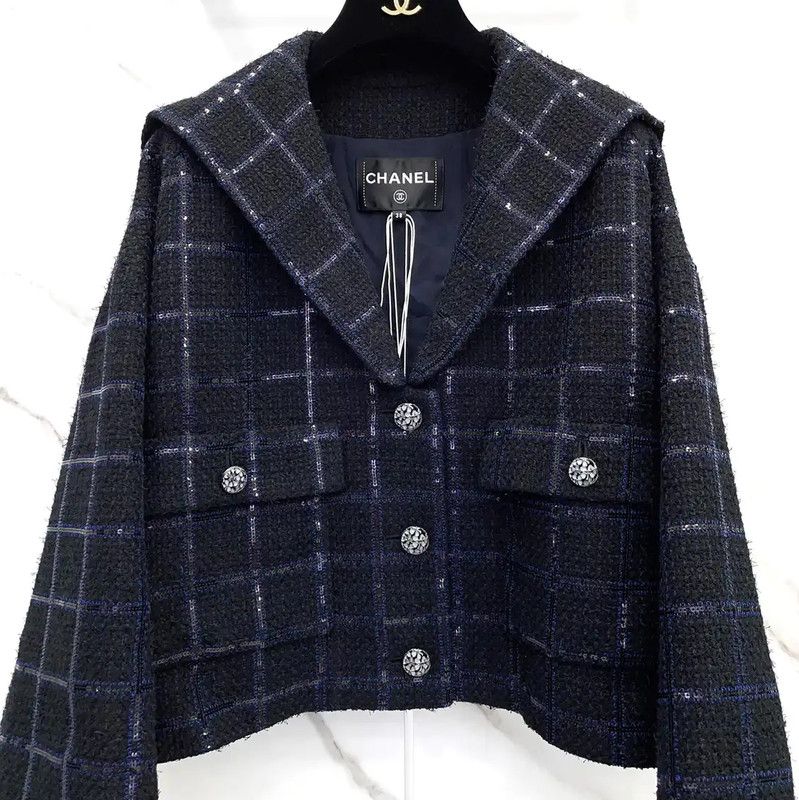 Chanel Chanel Dark Blue Cotton Blend Women's Jacket 0089 Size M / US 6-8 / IT 42-44 - 5 Thumbnail