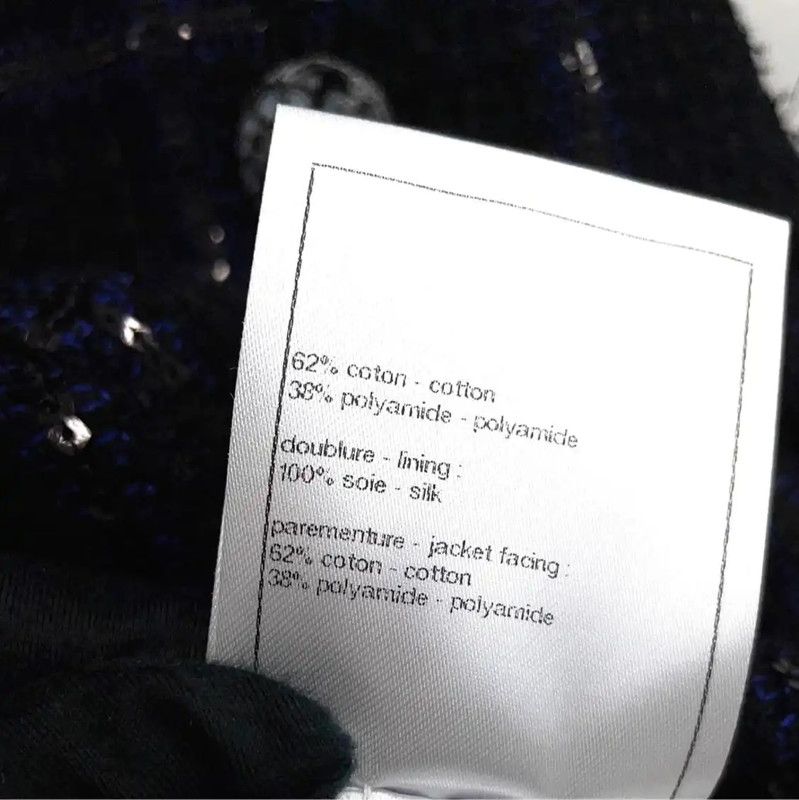 Chanel Chanel Dark Blue Cotton Blend Women's Jacket 0089 Size M / US 6-8 / IT 42-44 - 10 Thumbnail
