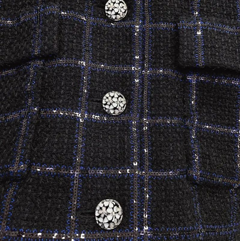 Chanel Chanel Dark Blue Cotton Blend Women's Jacket 0089 Size M / US 6-8 / IT 42-44 - 3 Thumbnail