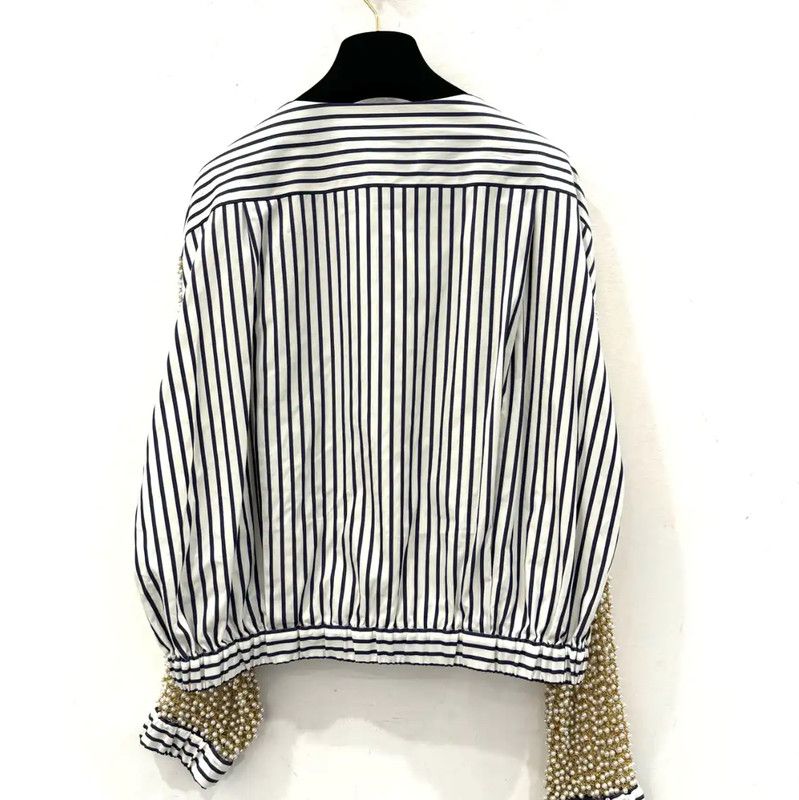Chanel Chanel Gold Striped Cotton Women's Shirt 0089 Size L / US 10 / IT 46 - 4 Thumbnail