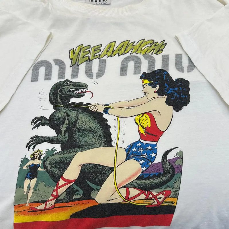 Miu Miu Miu Miu Cartoon Print White Cotton T-Shirt 0089 Size S / US 4 / IT 40 - 5 Thumbnail