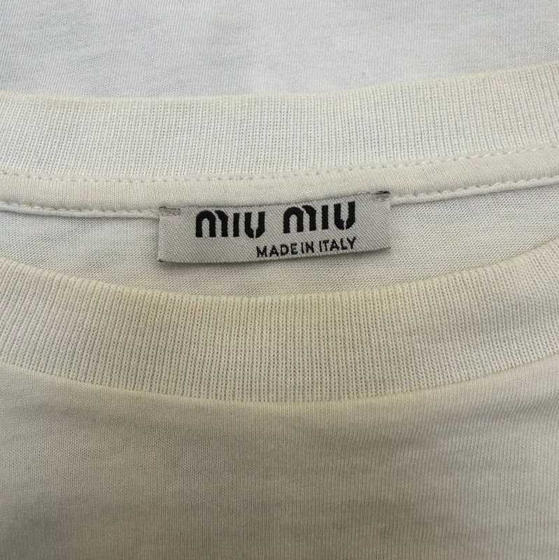 Miu Miu Miu Miu Cartoon Print White Cotton T-Shirt 0089 Size S / US 4 / IT 40 - 8 Thumbnail