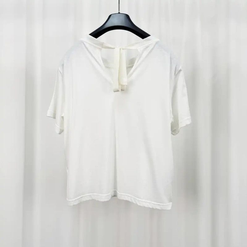 Miu Miu Miu Miu White Floral Logo Short Sleeve T-shirt 0089 Size M / US 6-8 / IT 42-44 - 2 Thumbnail