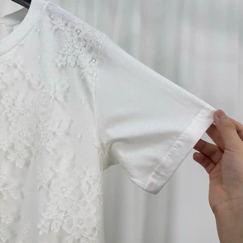 Miu Miu Miu Miu White Floral Logo Short Sleeve T-shirt 0089 Size M / US 6-8 / IT 42-44 - 4 Thumbnail