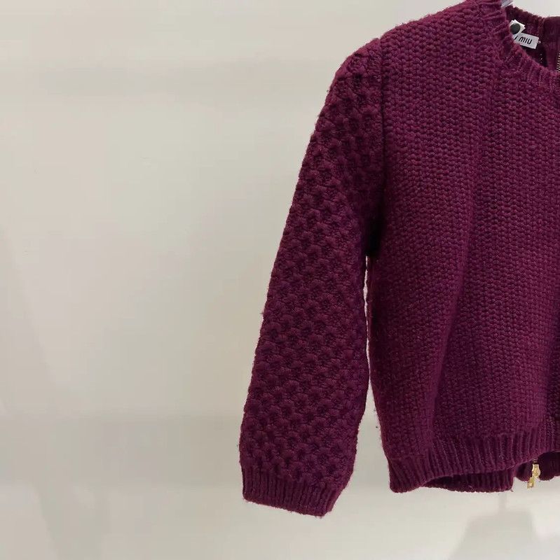 Miu Miu Miu Miu Burgundy Knit Long Sleeve Sweater 0089 Size M / US 6-8 / IT 42-44 - 4 Thumbnail