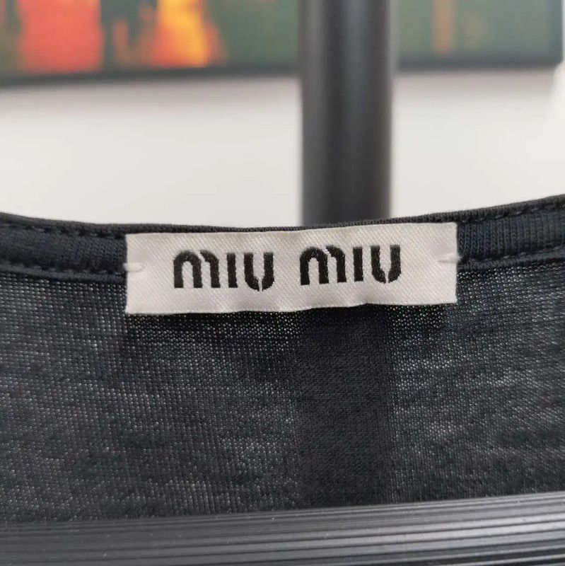 Miu Miu Miu Miu Summer Black Cotton Short Sleeve Tee 0089 Size M / US 6-8 / IT 42-44 - 3 Thumbnail