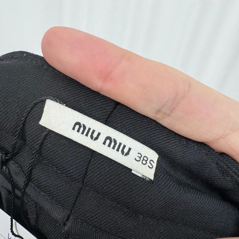 Miu Miu Miu Miu Black Wool Logo Women's Casual Pants 0089 Size 23" - 5 Thumbnail