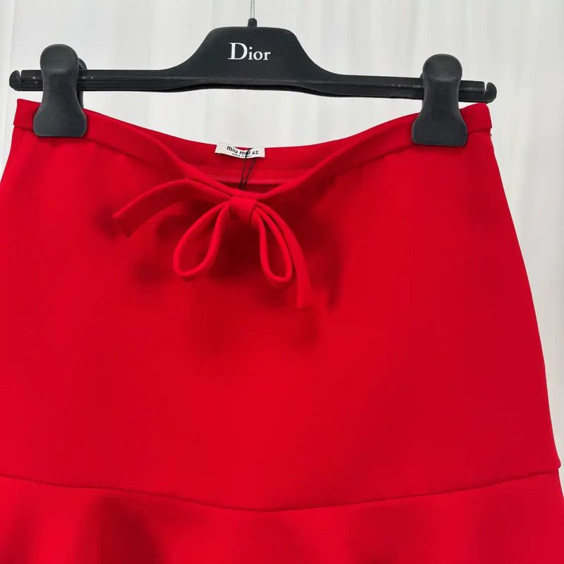 Miu Miu Miu Miu Red Silk Blend A-Line Skirt 0089 Size 42" / US 20 - 3 Thumbnail