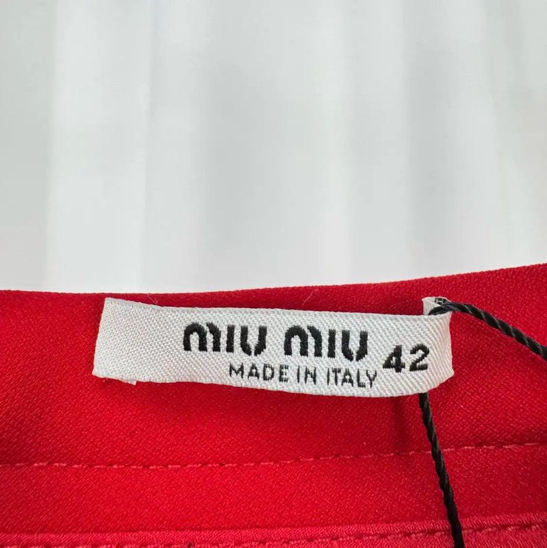 Miu Miu Miu Miu Red Silk Blend A-Line Skirt 0089 Size 42" / US 20 - 5 Thumbnail