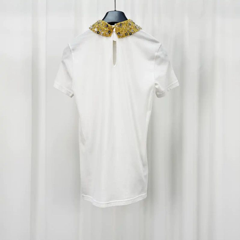 Miu Miu Miu Miu Summer White Cotton Logo T-Shirt 0089 Size S / US 4 / IT 40 - 2 Thumbnail