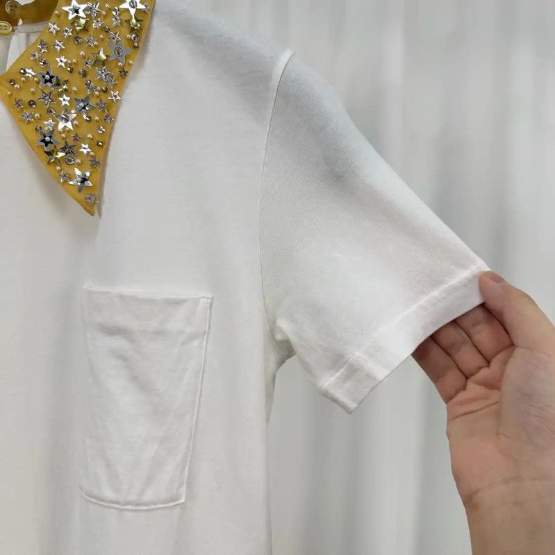 Miu Miu Miu Miu Summer White Cotton Logo T-Shirt 0089 Size S / US 4 / IT 40 - 4 Thumbnail