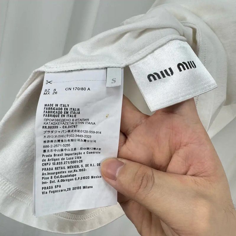 Miu Miu Miu Miu Summer White Cotton Logo T-Shirt 0089 Size S / US 4 / IT 40 - 6 Thumbnail