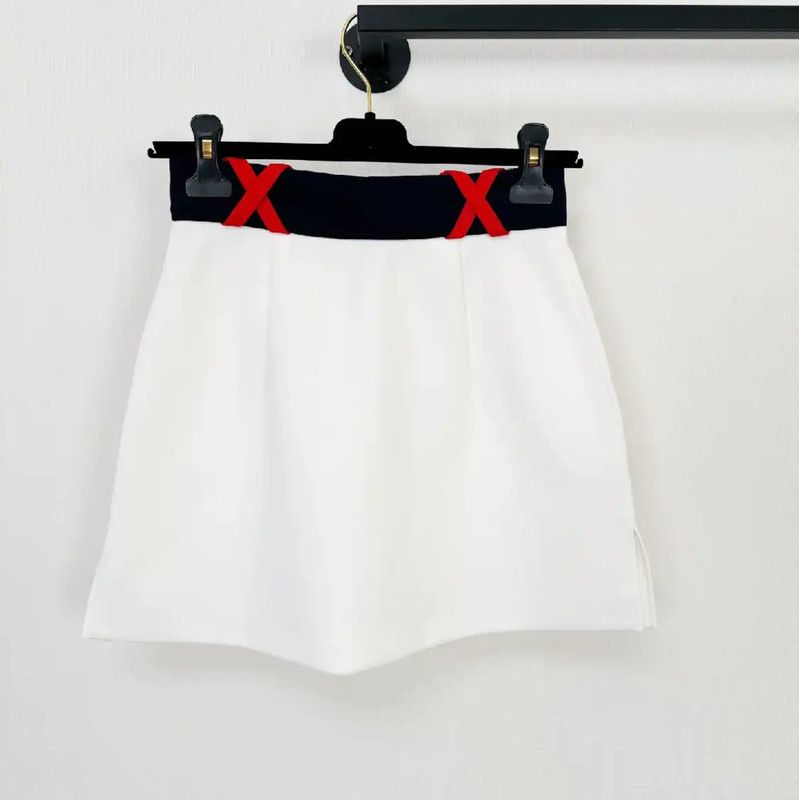Miu Miu Miu Miu White Women's Skirt with Colorful Waistband 0089 Size 23" - 2 Thumbnail