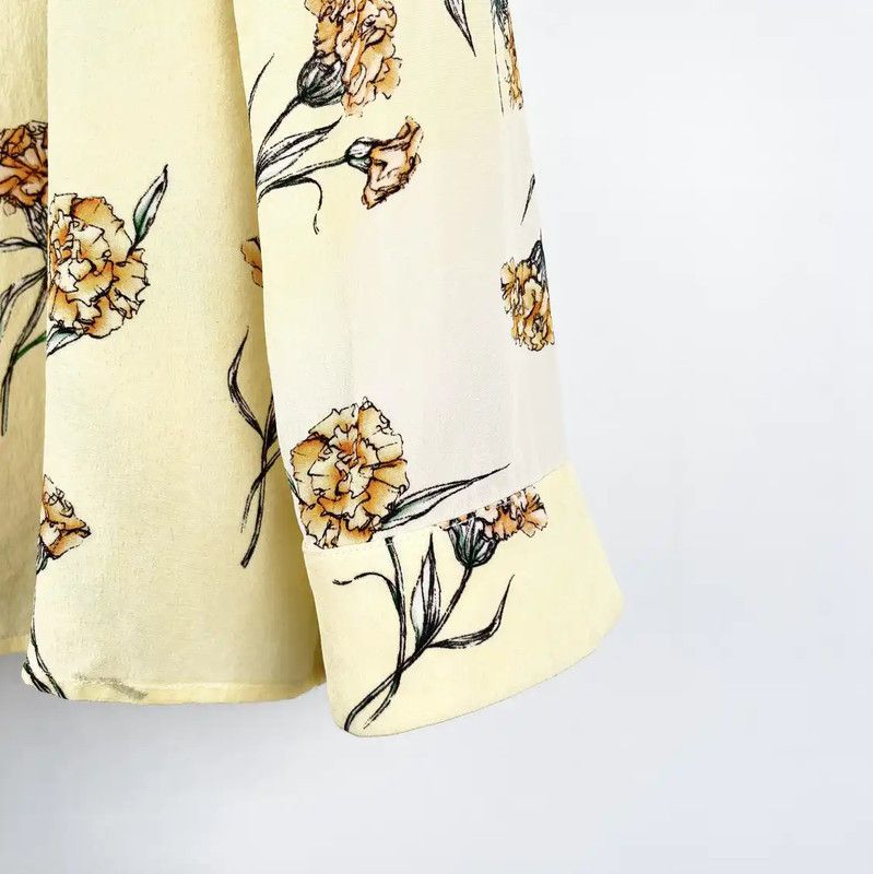 Miu Miu Miu Miu Yellow Floral Summer Blouse 0089 Size XS / US 0-2 / IT 36-38 - 5 Thumbnail