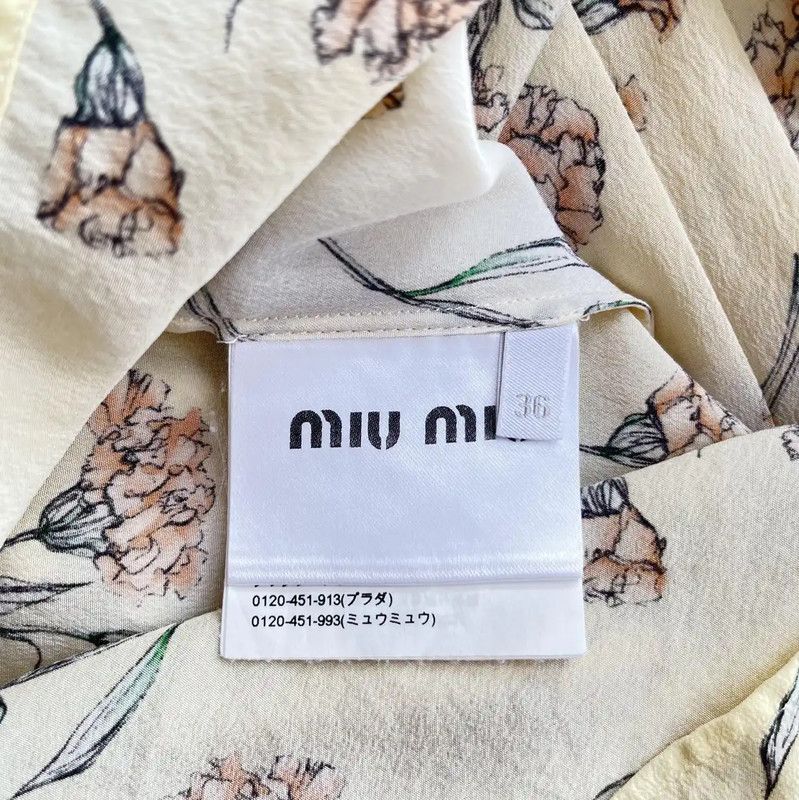 Miu Miu Miu Miu Yellow Floral Summer Blouse 0089 Size XS / US 0-2 / IT 36-38 - 7 Thumbnail