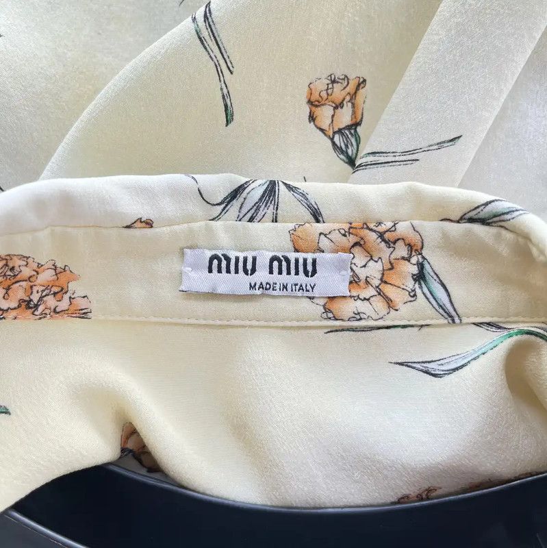 Miu Miu Miu Miu Yellow Floral Summer Shirt 0089 Size XS / US 0-2 / IT 36-38 - 6 Thumbnail