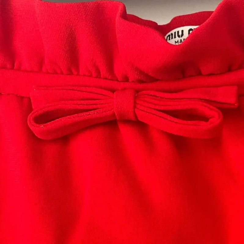 Miu Miu Miu Miu Red Summer Midi Skirt for Women 0089 Size 28" / US 6 / IT 42 - 6 Thumbnail