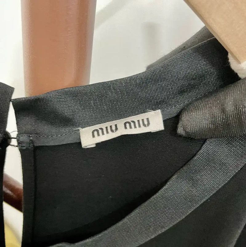 Miu Miu Miu Miu Black Polyester Women's T-Shirt 0089 Size S / US 4 / IT 40 - 4 Thumbnail