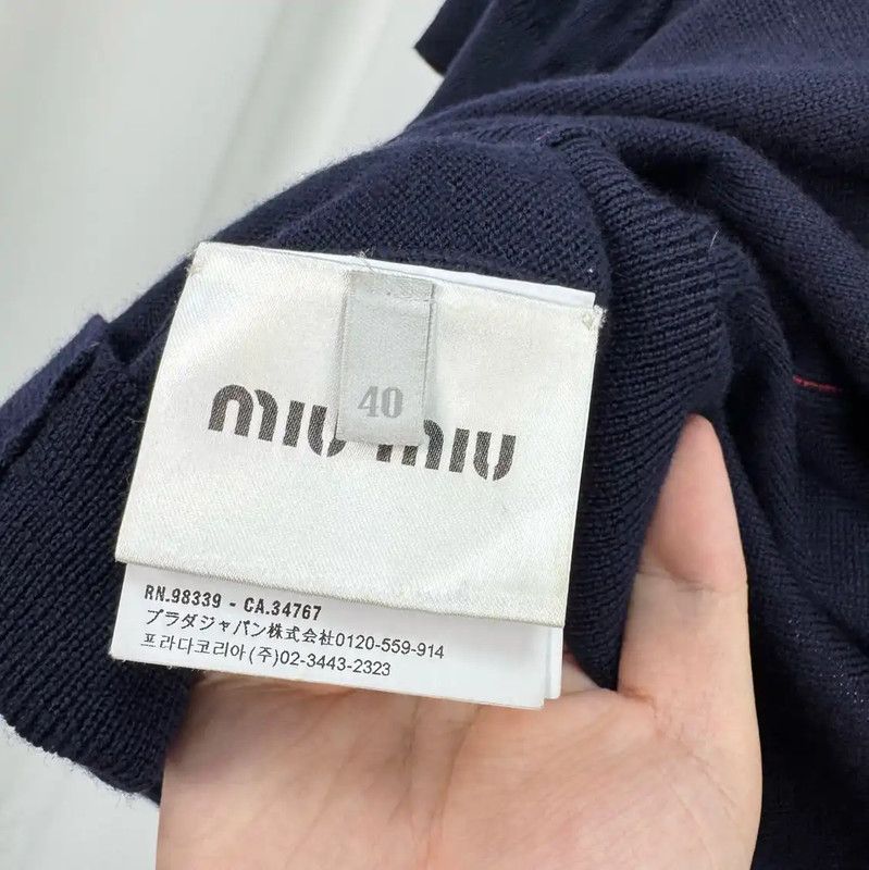 Miu Miu Miu Miu Blue Wool Blend Short Sleeve Top 0089 Size L / US 10 / IT 46 - 6 Thumbnail