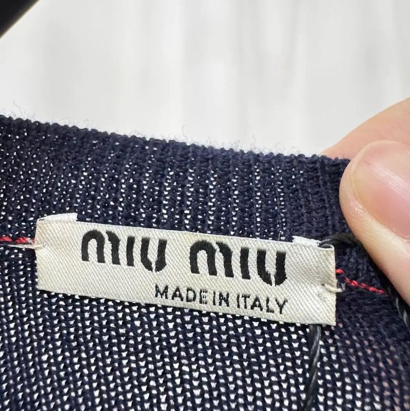 Miu Miu Miu Miu Blue Wool Blend Short Sleeve Top 0089 Size L / US 10 / IT 46 - 5 Thumbnail