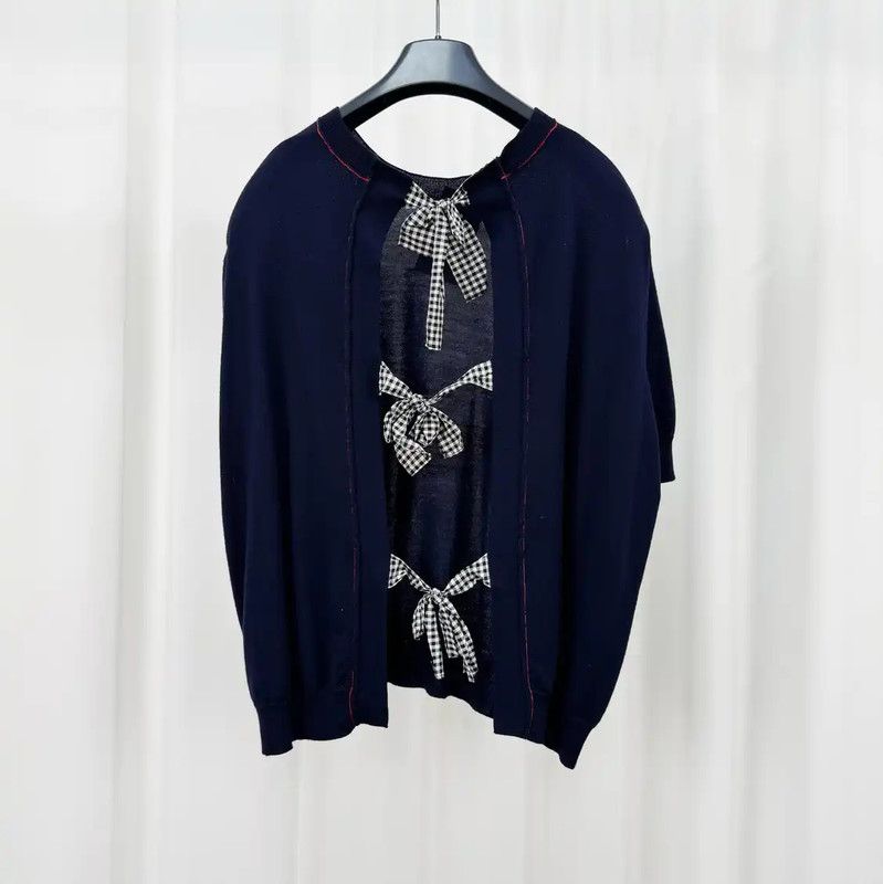 Miu Miu Miu Miu Blue Wool Blend Short Sleeve Top 0089 Size L / US 10 / IT 46 - 2 Thumbnail