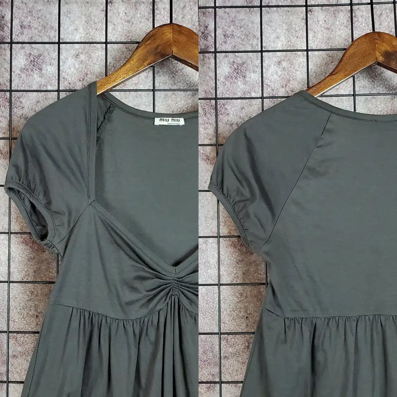 Miu Miu Miu Miu Short Sleeve Gray Cotton Top 0089 Size S / US 4 / IT 40 - 7 Thumbnail
