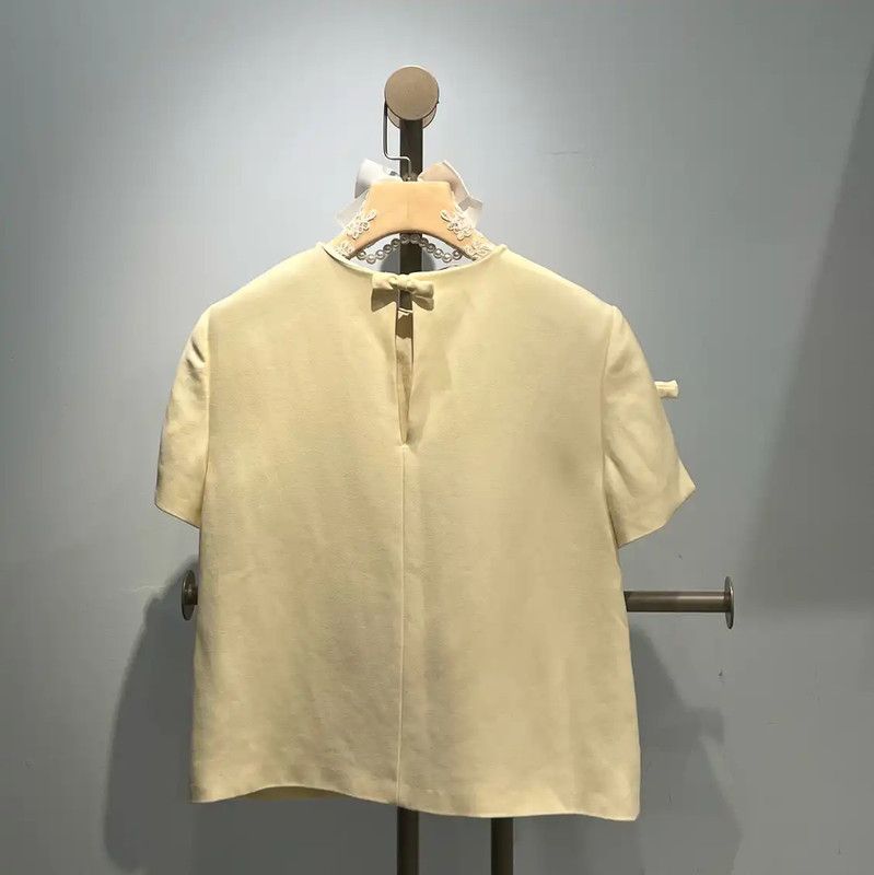 Miu Miu Miu Miu Summer Beige Cropped Short Sleeve T-Shirt 0089 Size M / US 6-8 / IT 42-44 - 8 Thumbnail