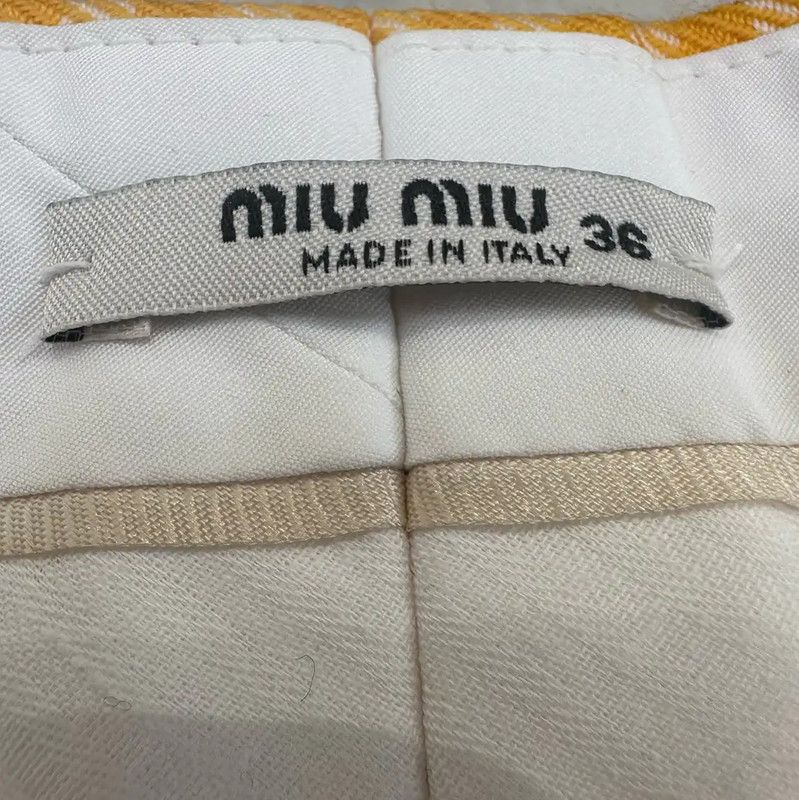Miu Miu Miu Miu Yellow Cotton Gingham Casual Pants 0089 Size 23" - 6 Thumbnail