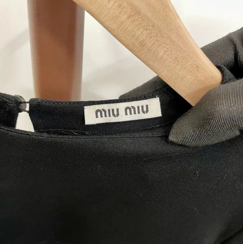 Miu Miu Miu Miu Black Lenzing T-Shirt for Women 0089 Size M / US 6-8 / IT 42-44 - 4 Thumbnail