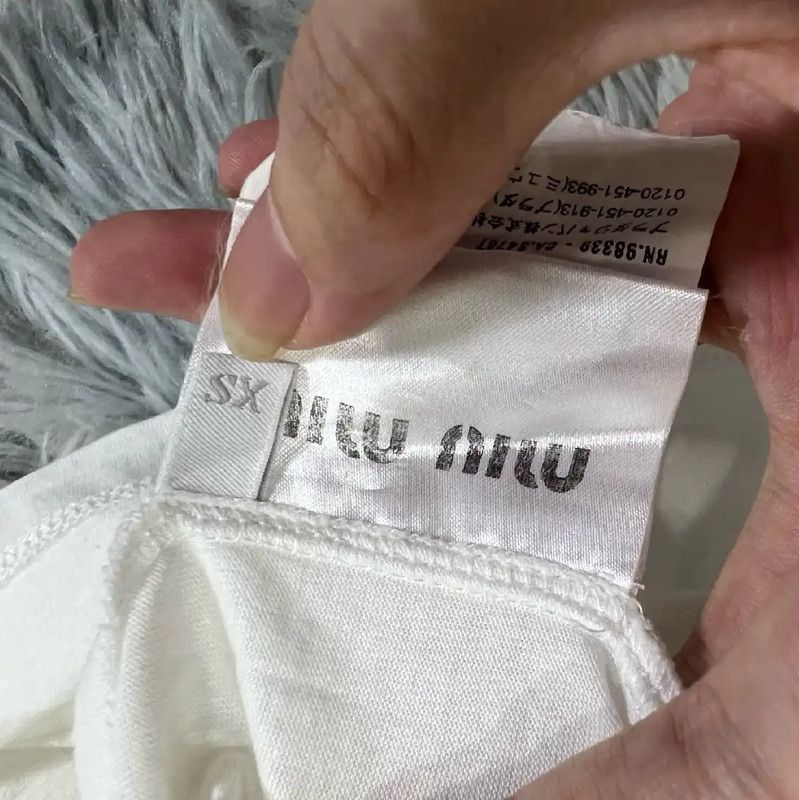 Miu Miu Miu Miu White Cotton Women's T-Shirt XS 0089 Size XS / US 0-2 / IT 36-38 - 4 Thumbnail