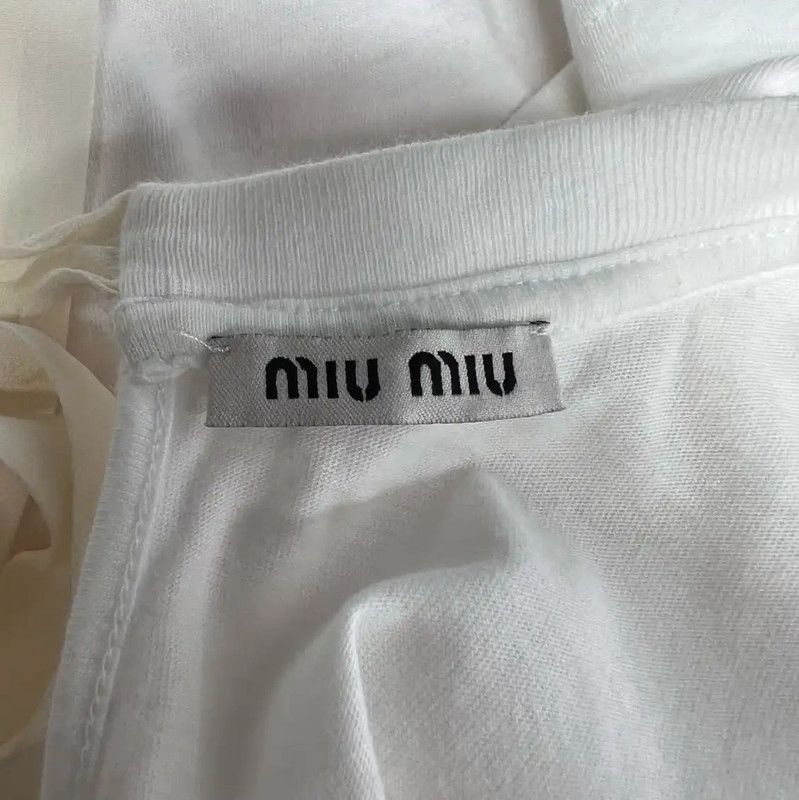 Miu Miu Miu Miu Pink Cotton T-Shirt for Women 0089 Size XS / US 0-2 / IT 36-38 - 3 Thumbnail