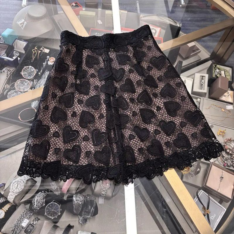 Miu Miu Miu Miu Summer Black Skirt with Heart Embroidery 0089 Size 23" - 5 Thumbnail