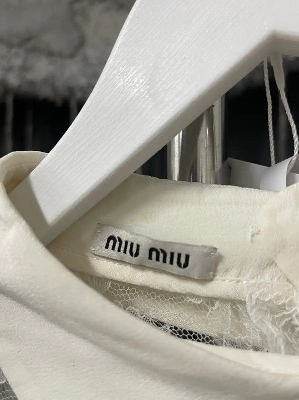Miu Miu Miu Miu White Long Sleeve T-Shirt for Women 0089 Size ONE SIZE - 7 Thumbnail