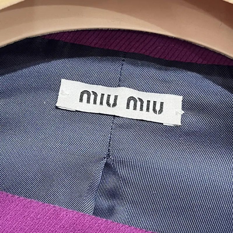 Miu Miu Miu Miu Long Purple Cotton Coat for Women 0089 Size XS / US 0-2 / IT 36-38 - 3 Thumbnail