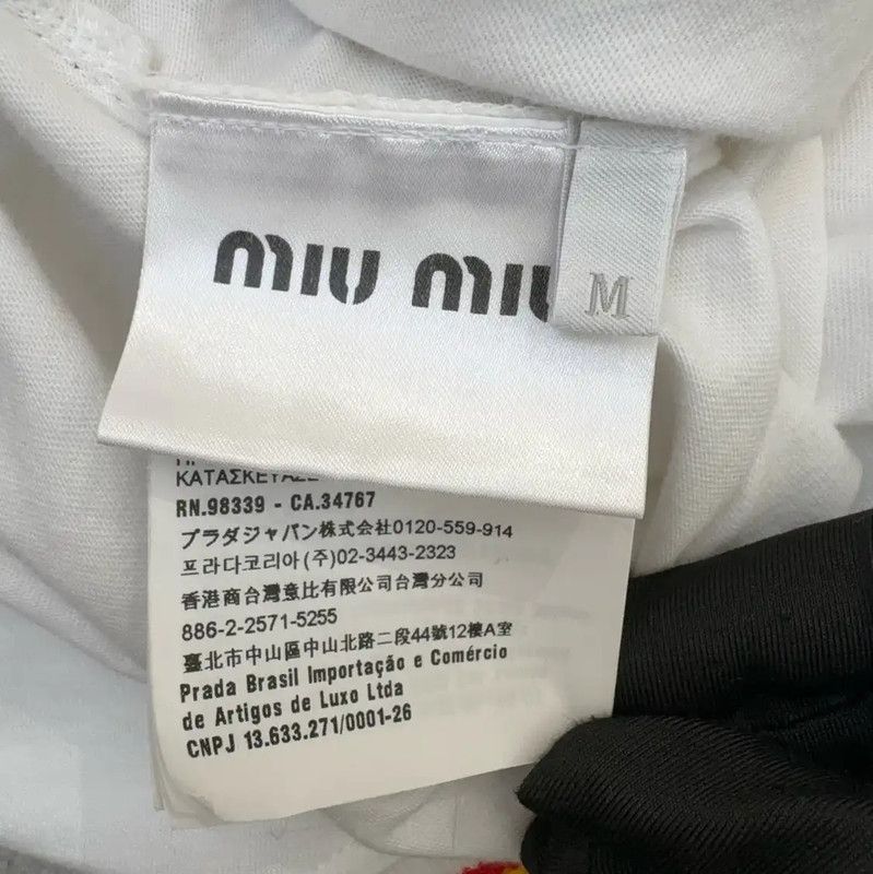 Miu Miu Miu Miu White Cotton Printed Striped T-Shirt 0089 Size M / US 6-8 / IT 42-44 - 8 Thumbnail