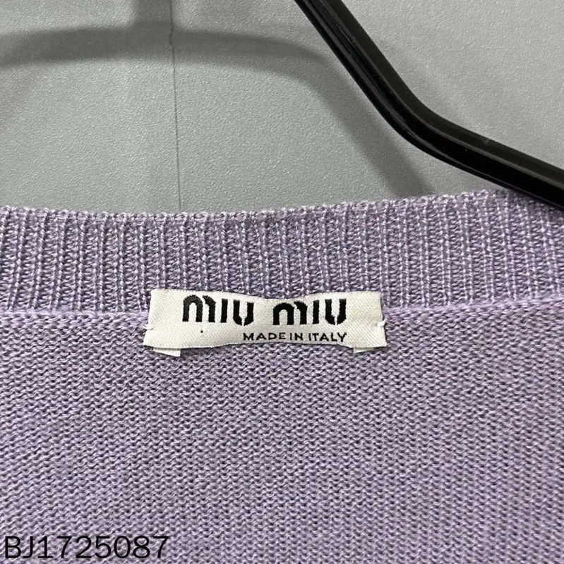 Miu Miu Miu Miu Lavender Knit Cardigan with Embellishments 0089 Size ONE SIZE - 5 Thumbnail