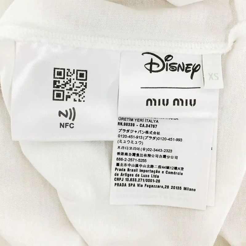 Miu Miu Miu Miu White Cotton XS T-Shirt with Mickey Mouse 0089 Size XS / US 0-2 / IT 36-38 - 7 Thumbnail