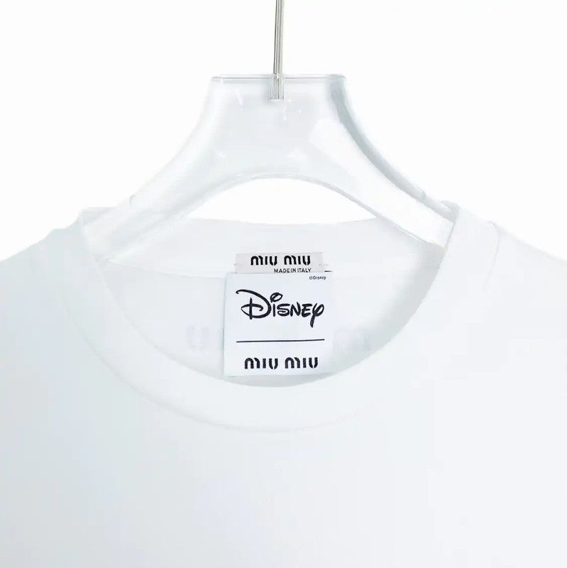 Miu Miu Miu Miu White Cotton XS T-Shirt with Mickey Mouse 0089 Size XS / US 0-2 / IT 36-38 - 3 Thumbnail