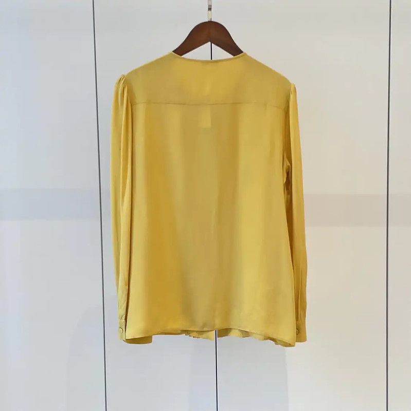 Miu Miu Miu Miu Yellow Silk Short Sleeve Blouse 0089 Size S / US 4 / IT 40 - 2 Thumbnail